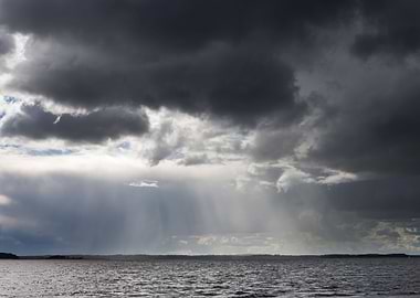 Stormy Lake Landscape With