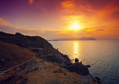 Dramatic Sunset Over Rocky