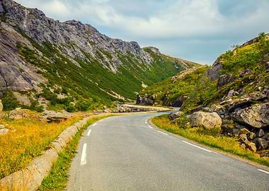 Driving A Car On A Mountai