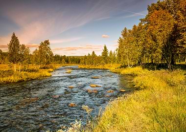 Mountain River In Autumn N