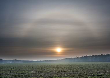 Sunset Over Meadow And Hal