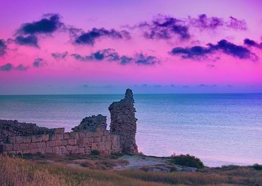 Rose Sunset Over The Ruins