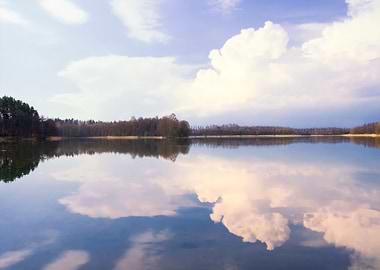Lake With Reflected Sky In