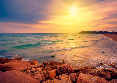 Beautiful Sunset Over Sea