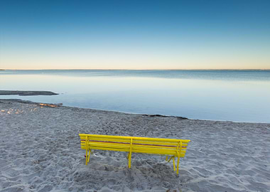 Morning Seascape With Benc