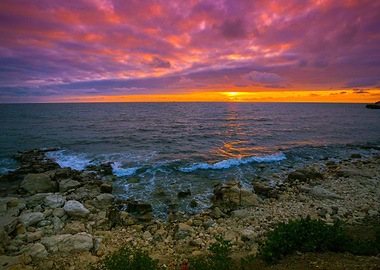 Magic Sunset Over Sea