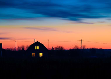 Rural Landscape In Evening