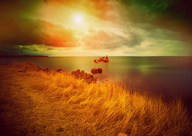 Magic Sunset Over Sea