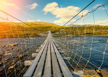 Hanging Bridge Over Mounta