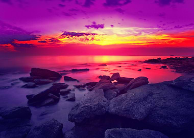 Beautiful Sunset Over Sea