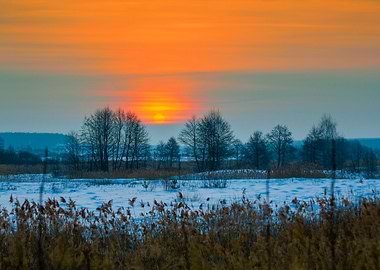 Magic Winter Sunset Over S