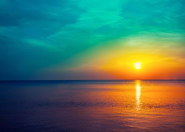 Magical Sunrise Over Sea