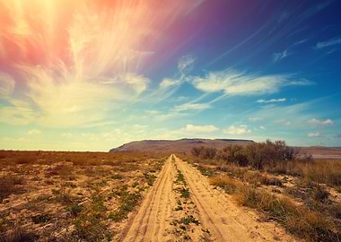 The Dirt Road In Desert