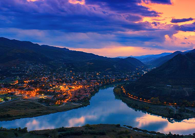 Night Panoramic View Of Mt