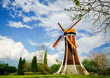 Wind Turbine And Blue Clea
