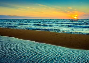 Beautiful Sunset Over Sea