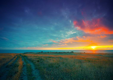 Magic Sunset Over Sea Dirt