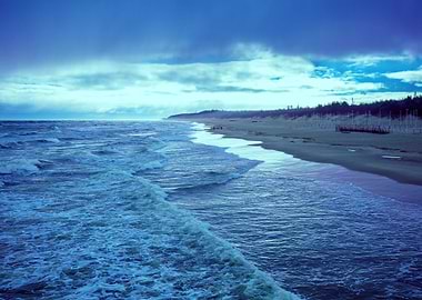 Sea Shore In Stormy Weathe