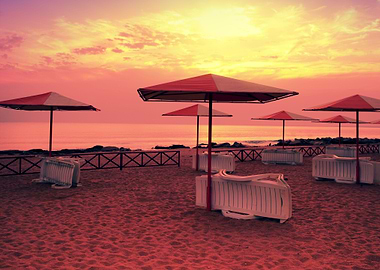 Sunrise Over Beach With Pa