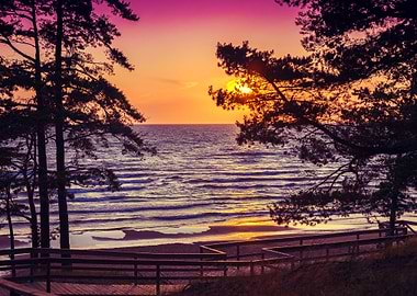 Beautiful Sunset Over Sea