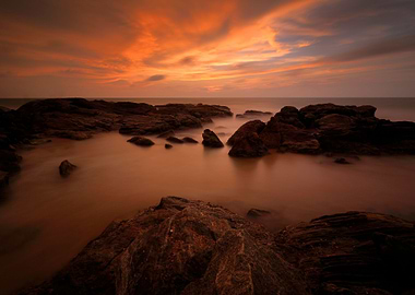 Sunset On The Coast Sea Wi