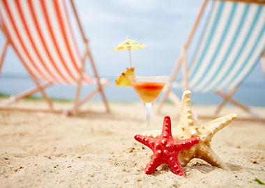 Sea Stars On Sandy Beach