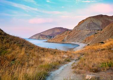 Sunset Over A Rocky Coast
