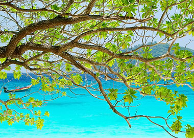 Tree On Beautiful Blue Sea