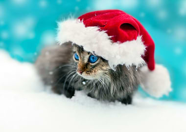 Little Kitten Wearing A Sa