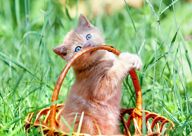 Cute Kitten Playing In The