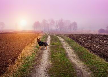 Autumn Foggy Rural Landsca