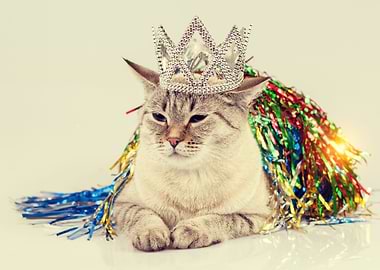 Cat With Christmas Decorat