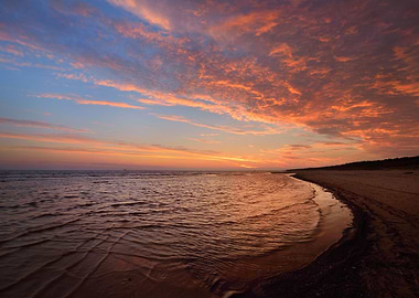 Sunset Baltic Sea Shore In