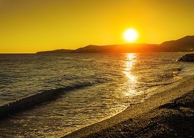 Golden Sunset Over Sea