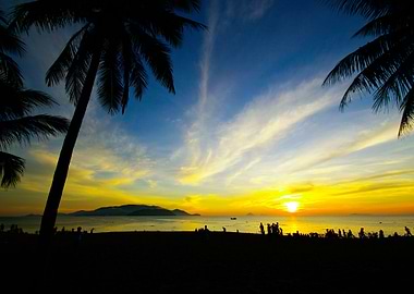 Tropical Beach With People