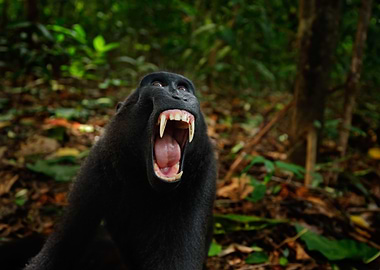 Black Monkey With Open Mou