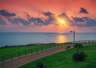Sunset Over Sea Embankment