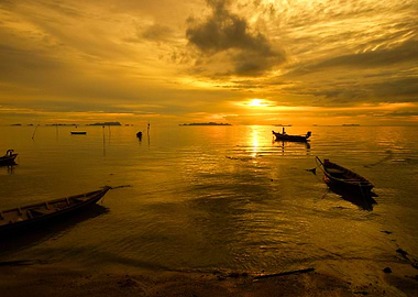Sunset With Boat Samui Tha