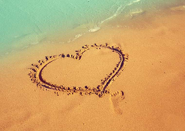 Inscription Heart On Beach