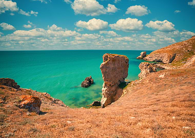 Steep Rocky Sea Coast With