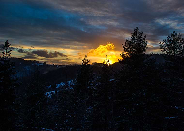 a fiery sunset into the mo