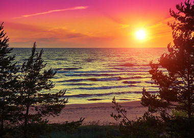 Beautiful Sunset Over Sea