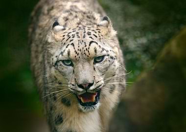 Snowy Leopard Face Portrai
