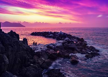 Sunset Over Rocky Coast Ci