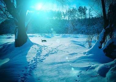 Night Winter Landscape In
