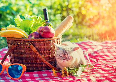 Cat Sitting On A Blanket N