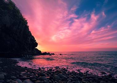 Sunset Over Rocky Sea Coas