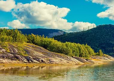 View Of A Rocky Beach In N