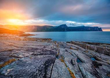 Deserted Rocky Beach At Su