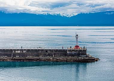 Breakwater and lighthouse